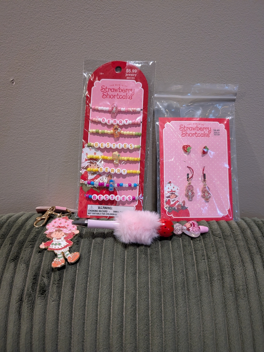 Strawberry Shortcake Pink Kids Jewelry Set - Bracelet, Earrings & Charms Bundle